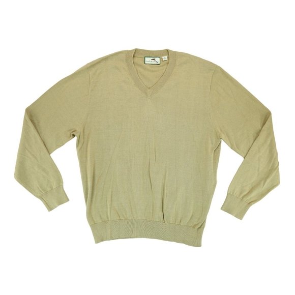 NWT Alister Mackenzie‎ V Neck Sweater M Men Mustard 100% Merino Wool - Picture 1 of 4